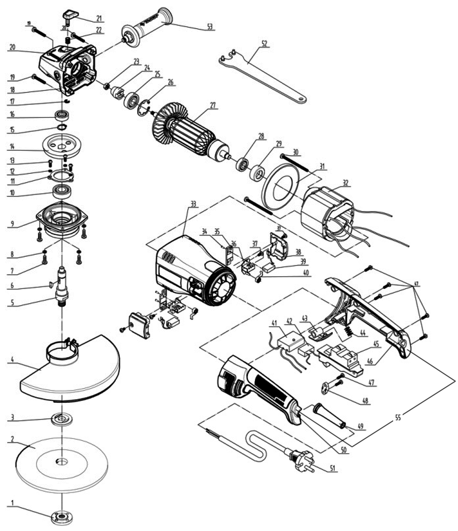 Инструмент [УШМ-180-1800 ПМ3] - разборная схема
